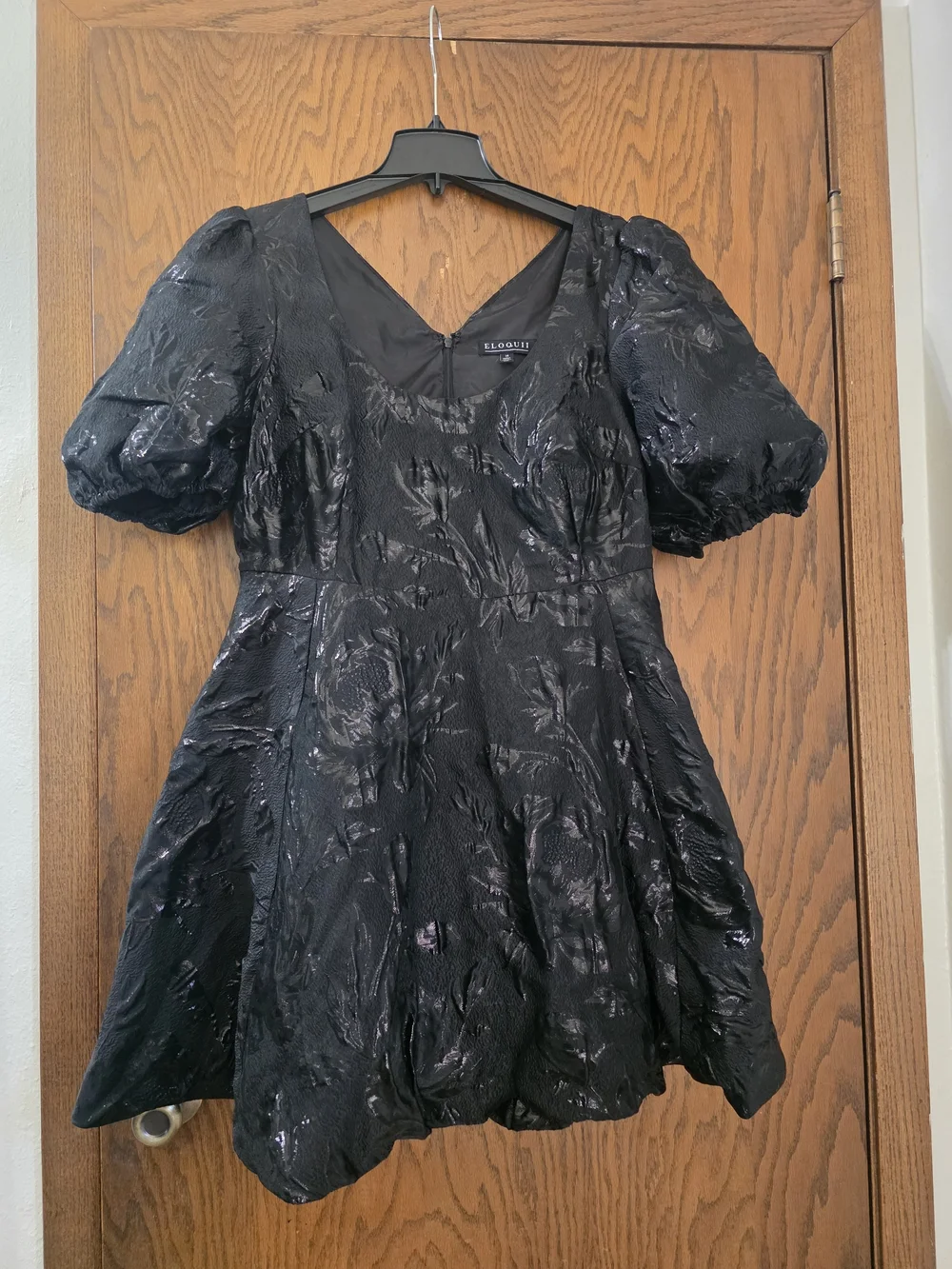 EloquiibElegant Black Puff-Sleeve Mini Dress Women Size 14 - Picture 5 of 14
